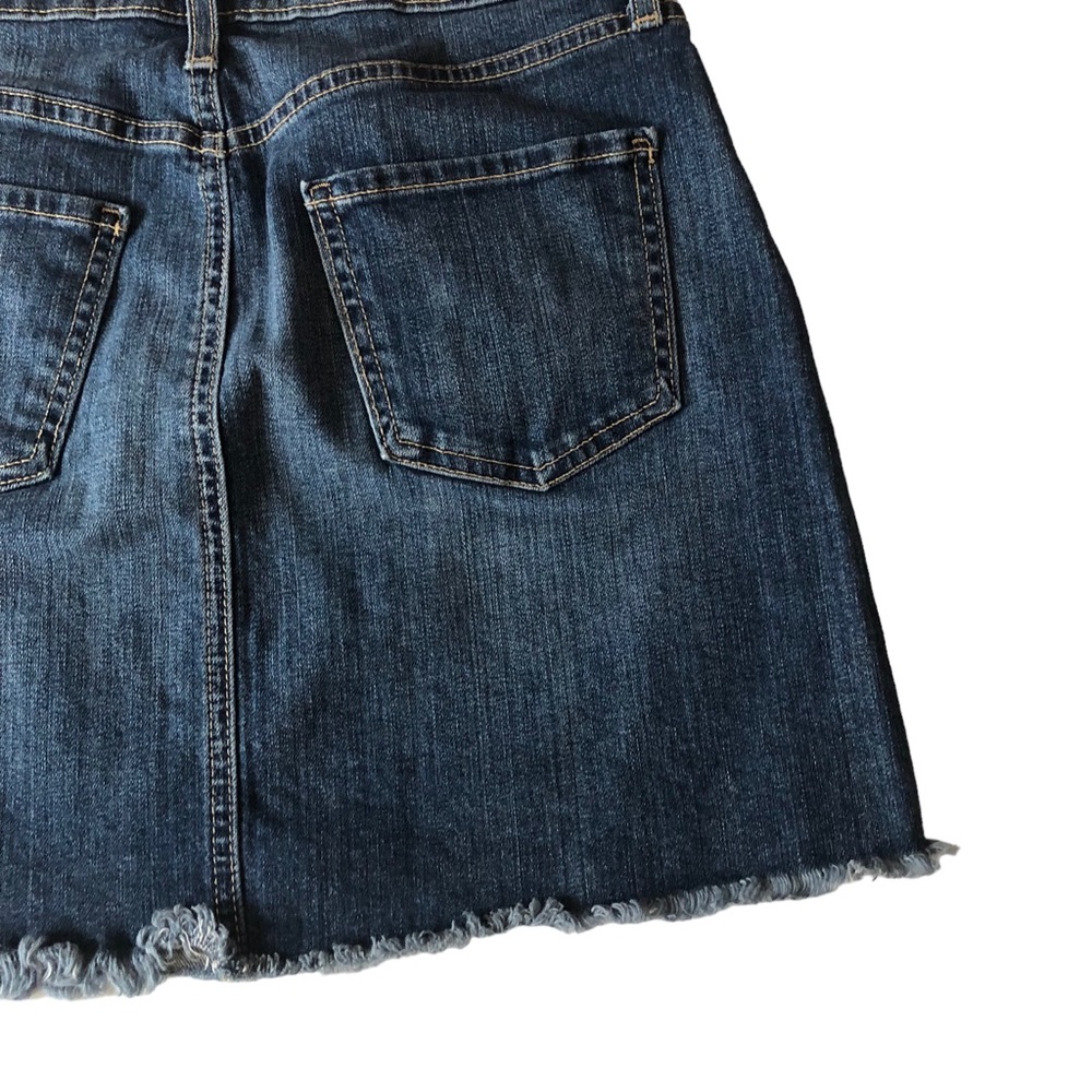 Just Black Denim Stretch Button Fly Raw Hem Mini Skirt - Picture 11 of 13